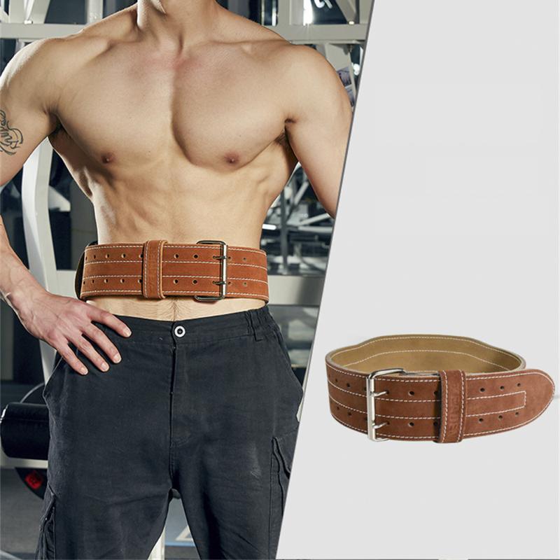 

Waist Support 4 Layers Cowhide Fitness Belt With Buckle For Man Squat Weightlifting Training Gym Crossifit Barbell Back Protect, Brown 4 layers