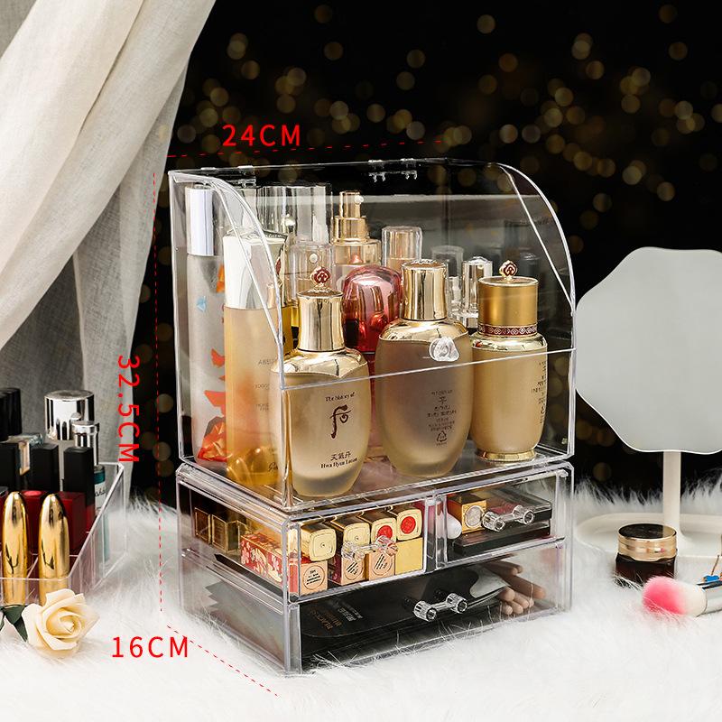 

Storage Boxes & Bins Large-capacity Simple Desktop Cosmetic Rack Clear Acrylic Makeup Organizer With Cover Box Lipstick Nail Polish Holder, S-black