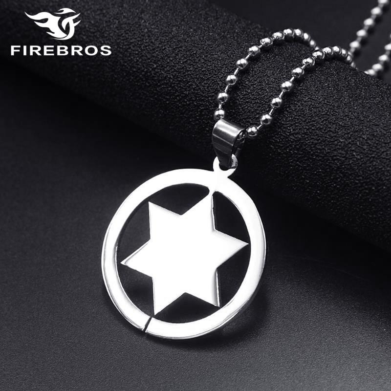 

Pendant Necklaces FIREBROS 2021 Men Women Jewelry 316L Stainless Steel Solomon Seal Star Of David Israel Spiritual Amulet Mascot Necklace, Silver