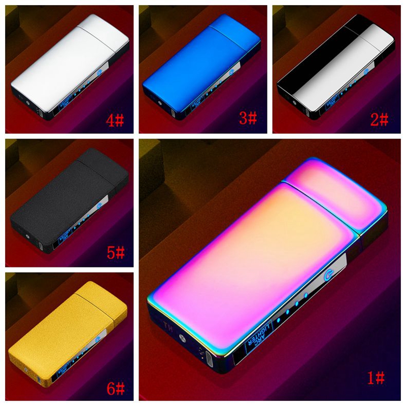 

Electric Metal Lighters Windproof Dual Arc Rechargeable USB Touch Control Smoking Cigarette Lighter For Men Accessories DBC BH4716
