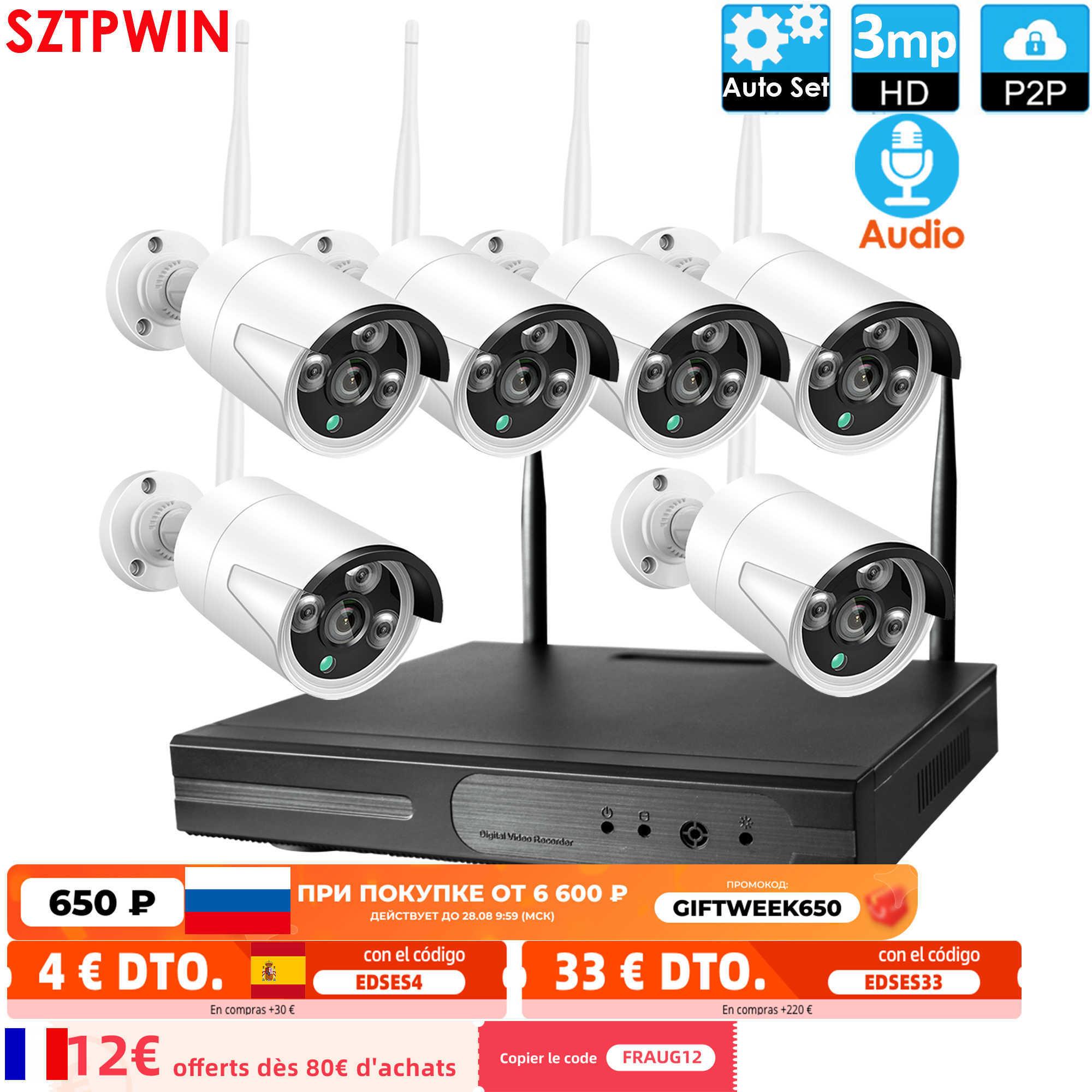 

8CH 3.0MP HD Audio Wireless NVR Kit P2P 1080P Indoor Outdoor IR Night Vision Security 6CH 3.0MP Audio IP Camera WIFI CCTV System H0901