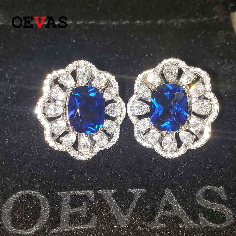 

OEVAS Sparkling High Carbon Diamond Stud Earrings For Women Top Quality 100% 925 Sterling Silver Wedding Party Jewelry Whole