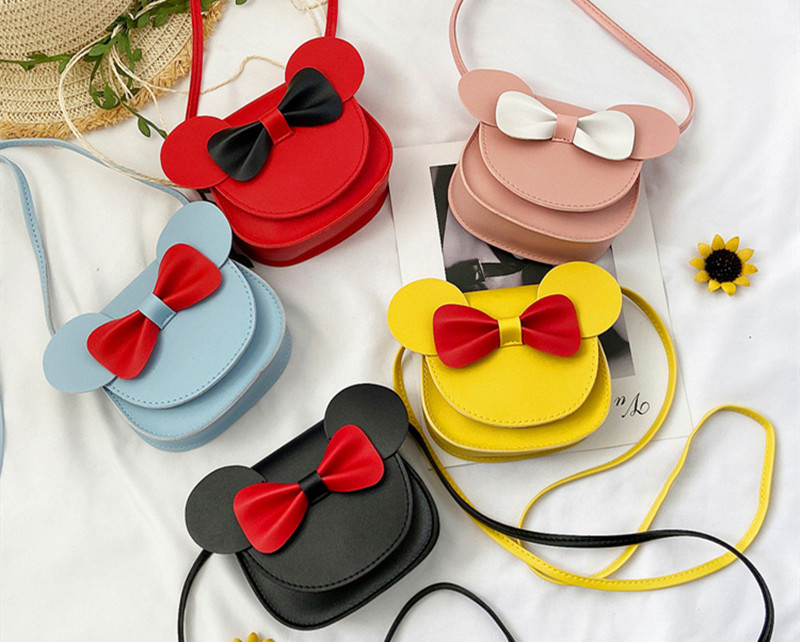 Dropshipping Girl Coin Purse Handbag Children Wallet Small Box Cute Mouse Bow Kid Baby Rabbit Shoulder Money Bag 5 colors-image-688533623