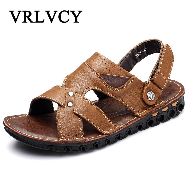 

Sandals Classic Style 2021 Men's Soft Leather Cool Sandals, Wear-resistant Non-slip Men, Black