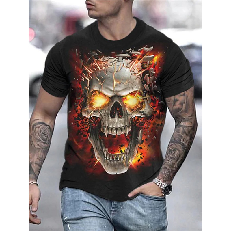 

Clock pattern men's 3D printed T-shirt visual impact party shirt punk goth round neck high-quality American muscle style short sleeves, Picture5