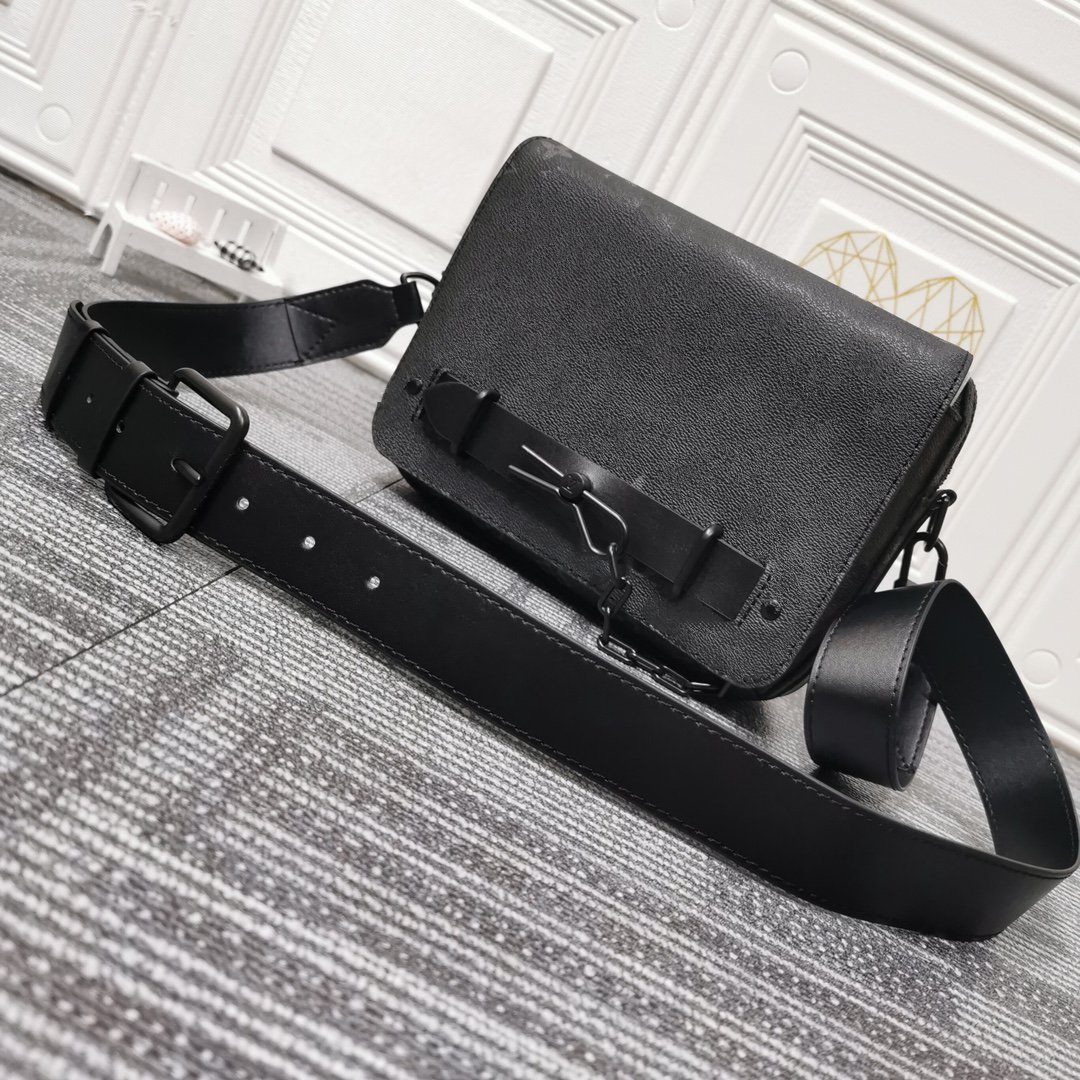 

Steamer Messenger Bag Leather Designer Bags Luxury Handbag Men Crossbody with Gift Box Packaging, Grey coated canvas