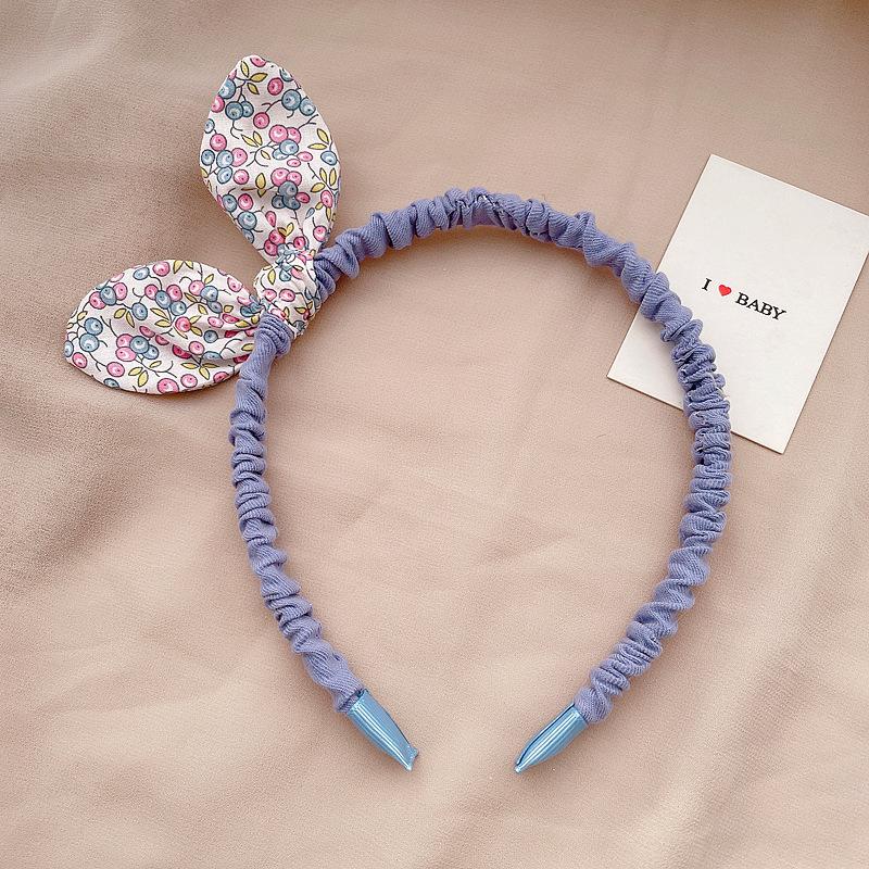 

Hair Accessories 1PC Cute Flowers Print Bow Kids Hairband Korean Style Fashion Sweet Girls Cloth Bowknot Hoop Headband, Blue