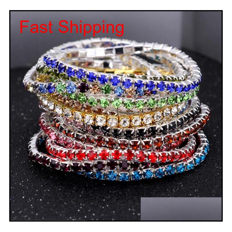 

Tennis Fashion Rhinestone Stretch Bracelet Bangle Bridal Wristband Wedding Gifts Crystal Shining Bangles Iyg7J Cospq, Golden;silver