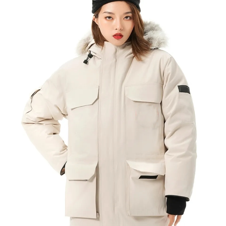 

Thickened warm down jacket women medium and short Parka work coat men couple, Packing bag 2