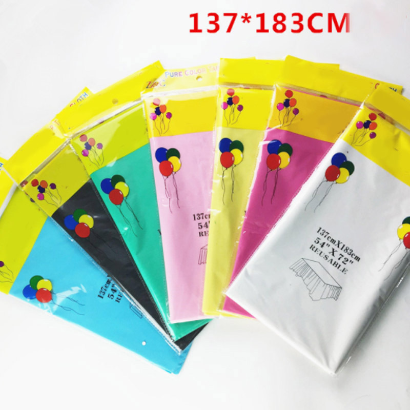 Plastic Tablecover Supplies Happy Birthday Party Lovely Thickening Increases Kids Pure Color Disposable Birthday Tablecloth-image-691403029