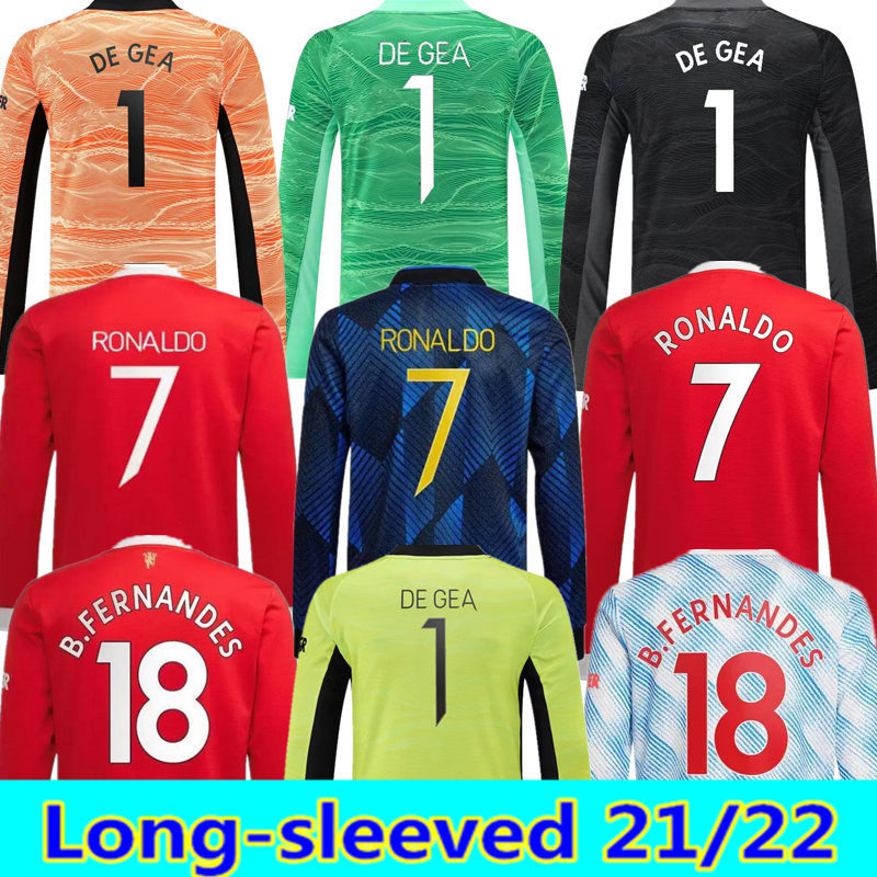 

DE GEA Goalkeeper Uniform RONALDO SANCHO RASHFORD soccer jersey 21 22 SHAW MAN POGBA CAVANI MARTIAL UTD LINGARD FERNANDES BRUNO Long Sleeve, Black;yellow