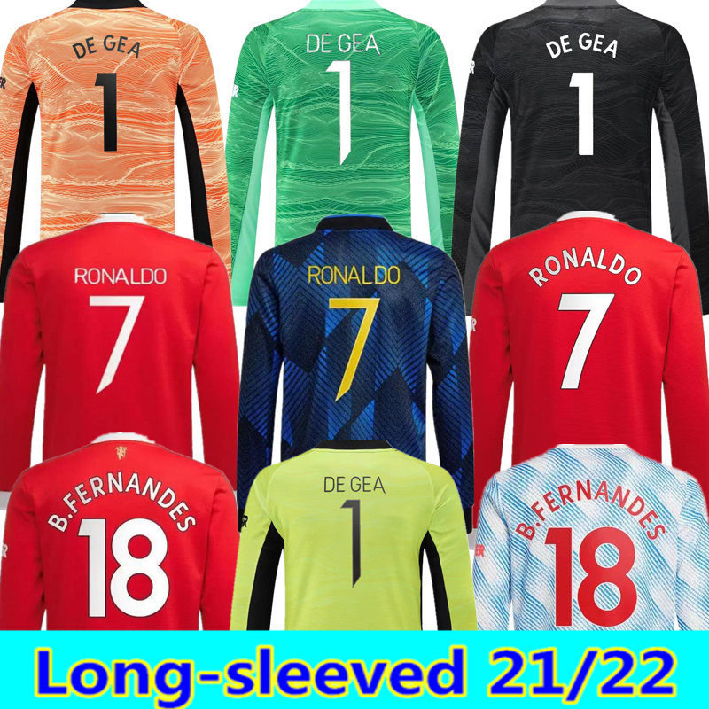 

DE GEA Goalkeeper Uniform RONALDO SANCHO RASHFORD soccer jersey 21 22 SHAW MAN POGBA CAVANI MARTIAL UTD LINGARD FERNANDES BRUNO Long Sleeve football shirt