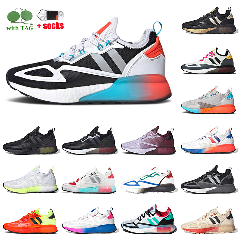 

ZX 2K White Multi Knit Mesh Running Shoes Ultra Outdoor Trainers 4D Solar Yellow Red Gradient Fade Sole Grey Signal Cyan Gaming Pack Mens Women Sports Sneakers, D20 36-40