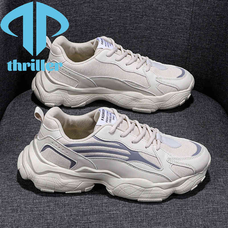 

THRILLER Mens Casual shoes Fashion Voor Man Luchtkussen Comfortabele Sneakers Trend Outdoor Zachte Bodem Vrije Tijd Schoenen Zapatos, Beige