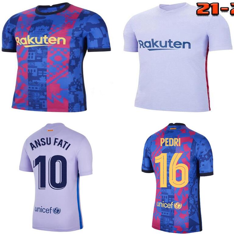 Camisetas de Football Memphis Pedri Kun Aguero Soccer Jersey Barca FC 21 22 Ansu Fati 2021 2022 Messi GRIEZMANN F. DE JONG DES KIT DE CHEMISE
