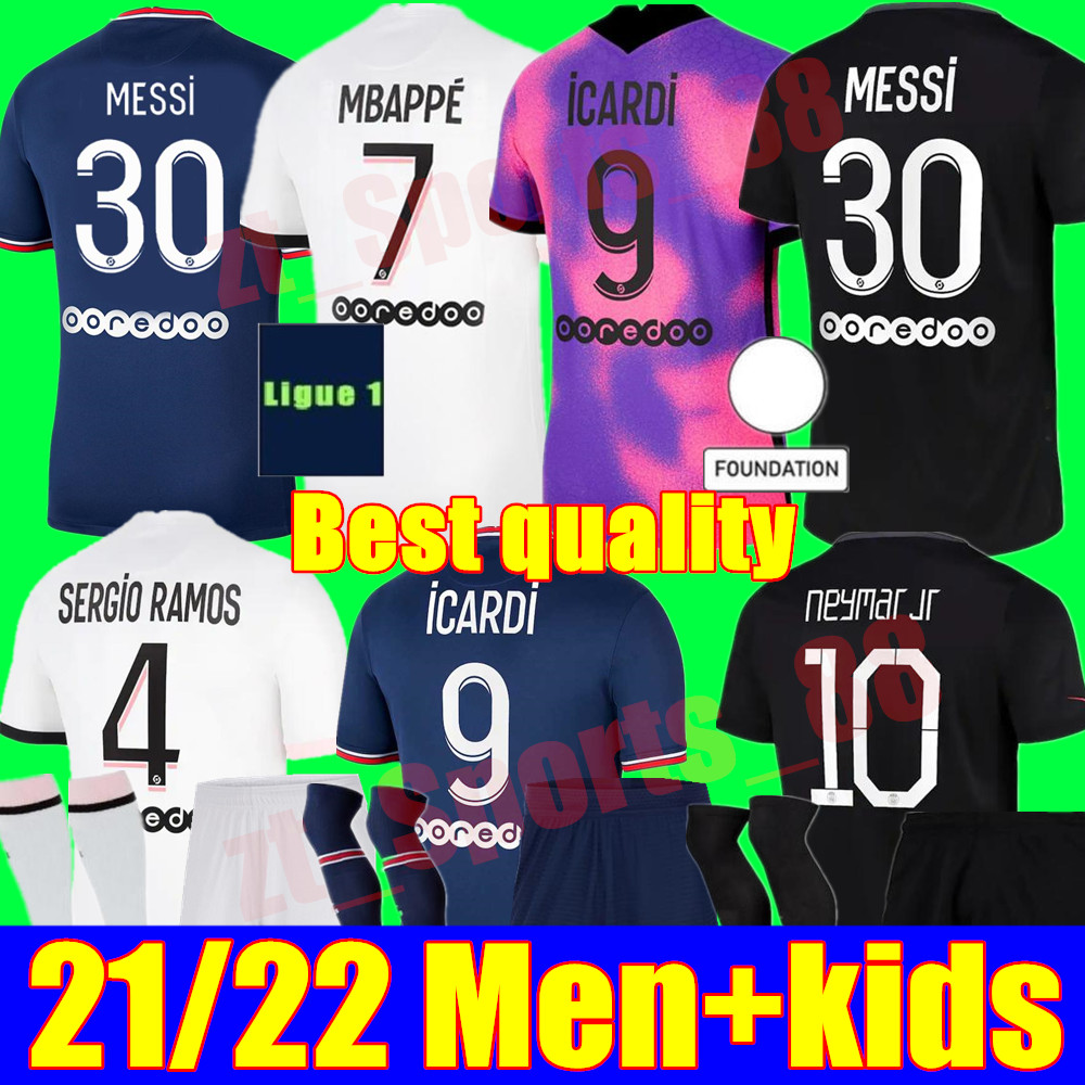 

2021 2022 Paris MBAPPE soccer jerseys home away 3rd 4th Messi SERGIO RAMOS 21 22 Maillots de football shirt K.NAVAS DONNARUMMA goalkeeper men Women kids kits uniforms, Kids away+socks