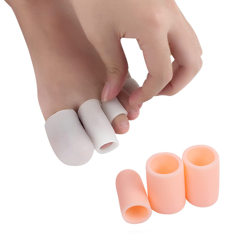 

2pcs/set Forefoot Pad Finger Toe Protector Silicone Gel Cover Cap Pain Relief Preventing Blisters Corns Nail Tools Toe Separator, White;pink