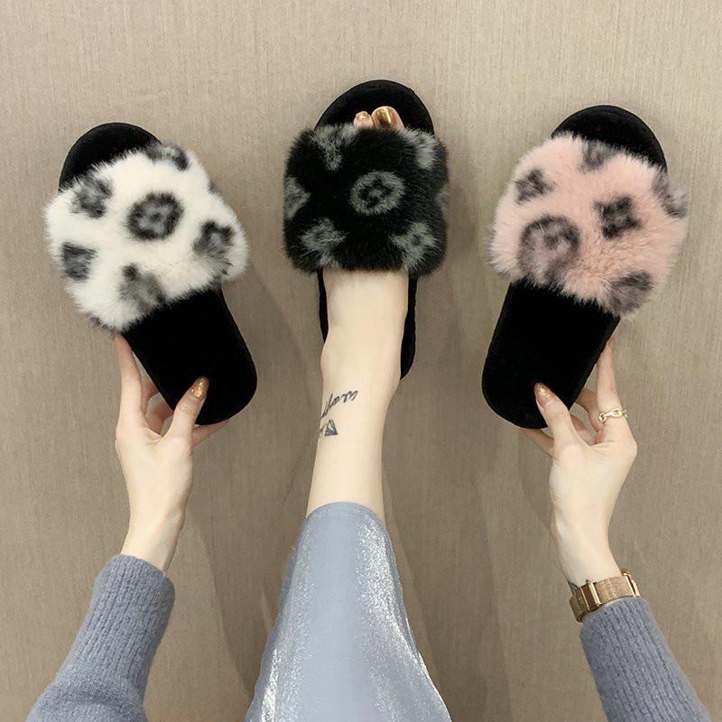 

Slippers Women Fur Slides For Designer Casual Gladiator Sandals Summer Flip Flops Platform Slipper Home Shoes, Black