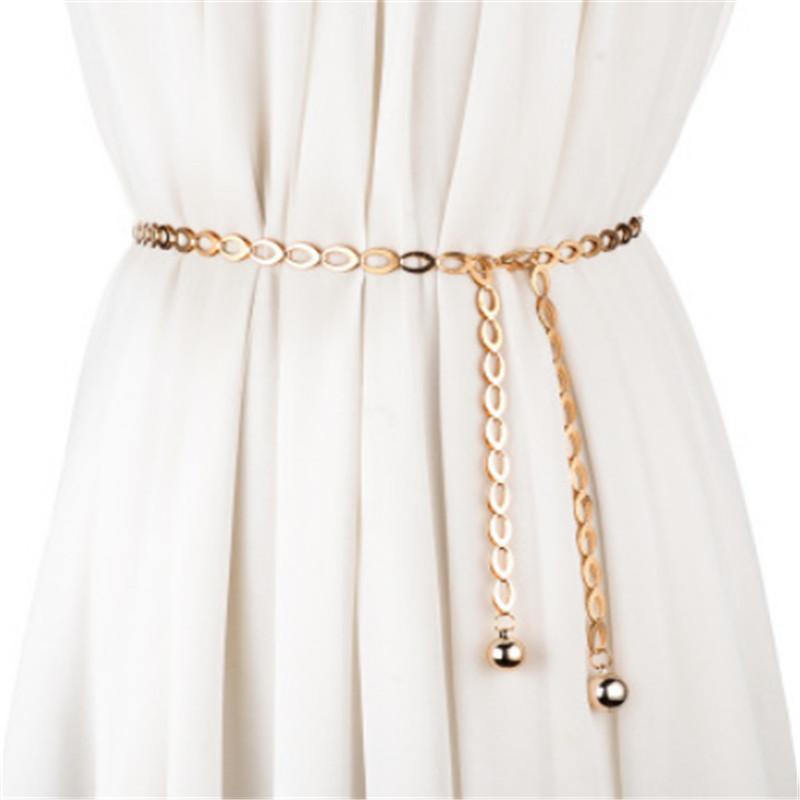 

Belts High Waist Gold Silver For Women Fashion Waistbands All-match Belt Party Jewelry Dress Metal Chain, White