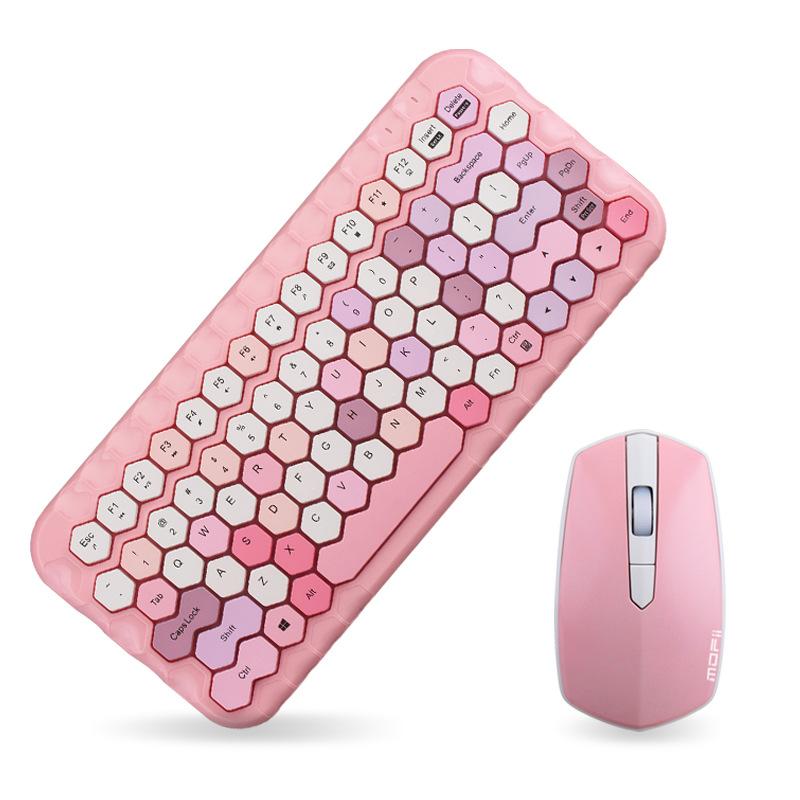

Keyboard Mouse Combos Jelly Comb 2.4G Wireless Set Pink Girl Color For Laptop Notebook Mini Home