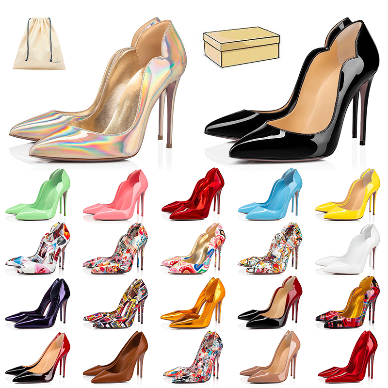 

With Box 8cm 10cm 12cm Luxury Shoes Red Bottom High Heels Women Designer Pumps Heels Patent leather suede fashion so kate styles party wedding dress shoe Big Size 35-44, 4 (2)