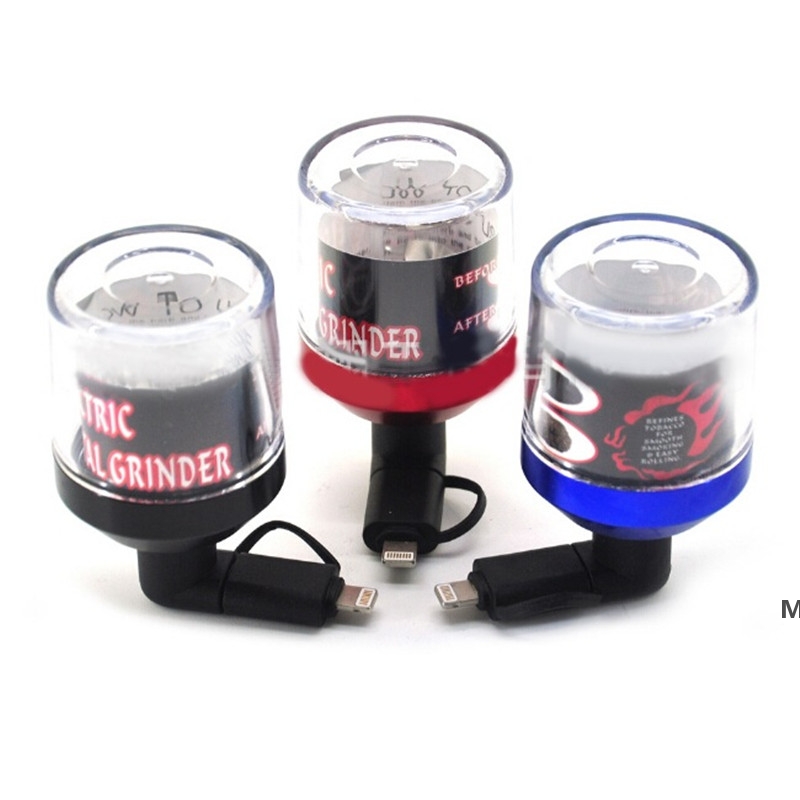 

USB Electric Grinder Cellphone USB Herb Chopper Tobacco Slicer With Display Box Smoking Accessories Dry Herb Crusher DHF6107