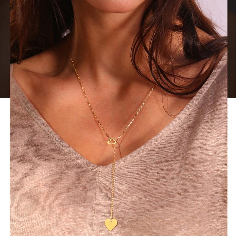 

Pendant Necklaces Fashion Simple Trendy Necklace For Women Copper Heart Link Chain 2021 Heart-Shaped Jewelry Girl