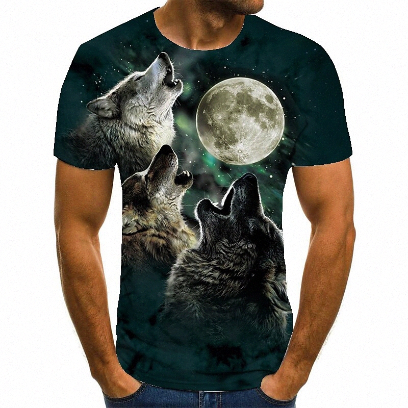 Men's Unisex Tee T shirt 3D Print Graphic Prints Wolf Plus Size Round Neck Casual Daily Print Short Sleeve Tops Basic Fashion Designer Big a
