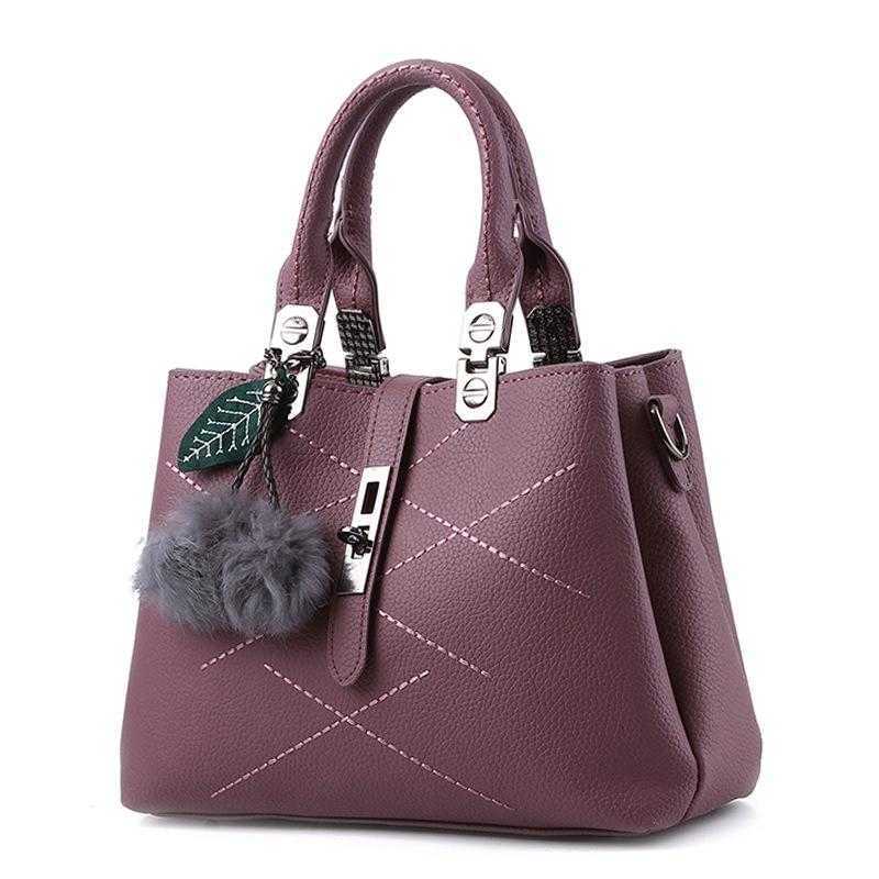 

CLASSIC FLOWER HBP Embroidery Messenger Bags Leather Handbags Sac a Main Ladies hair ball Hand Bag Women Tote, Deeppink