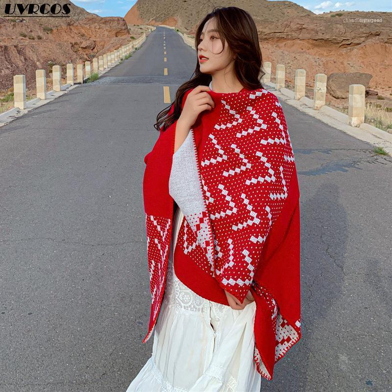

Scarves Winter Famous Ladies Shawl Thickened Warm Cashmere Scarf Wind-proof Cold-proof Decorative Cloak Long Travel Blanket Scarf1