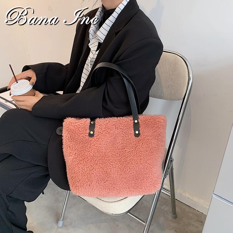 

Cross Body Lambswool Shoulder Bags For Women 2021 Winter Totes Soft Plush Faux Fur Handbags And Purses Lady Casual High Capacity Hand Bag, As like as image