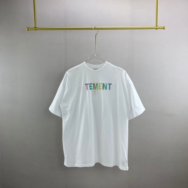 

22ss Summer Europe Paris Colorfull Diamond Logo T shirts Fashion Mens Short Sleeve Tshirt Women Clothes Casual Cotton Tee, White tee