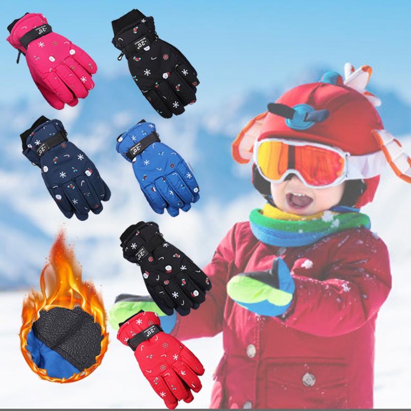 

Children's Mittens Waterproof Baby Winter Skiing Snow Kids Outdoor Black Blue Red Boys Girls Windproof Warm Children Snowboard Gloves, White