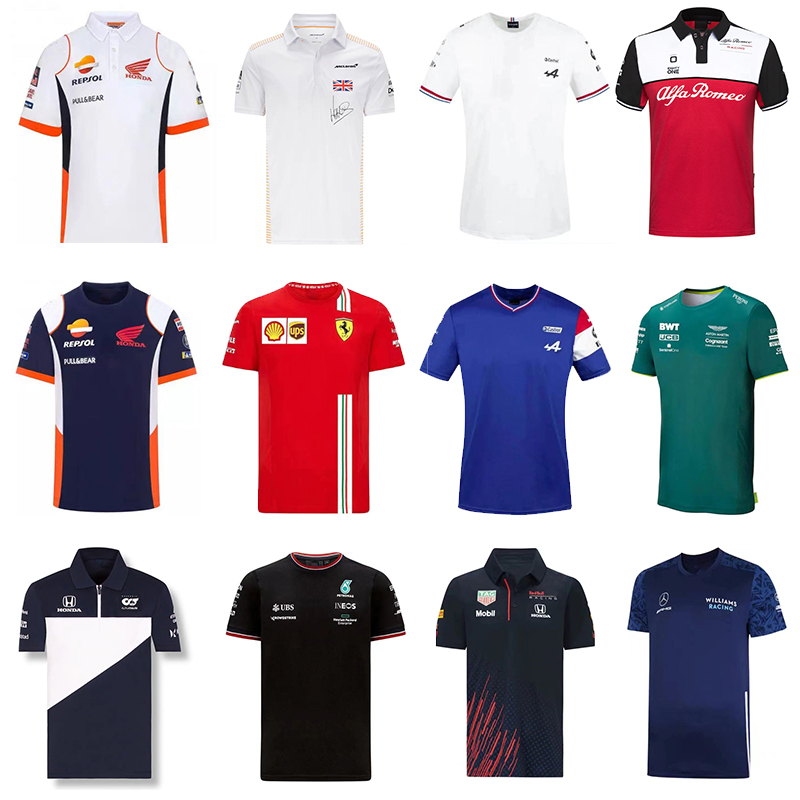 

F1 Formula One racing suit car team logo factory uniform POLO short-sleeved T-shirt men can be customized 2021, Black