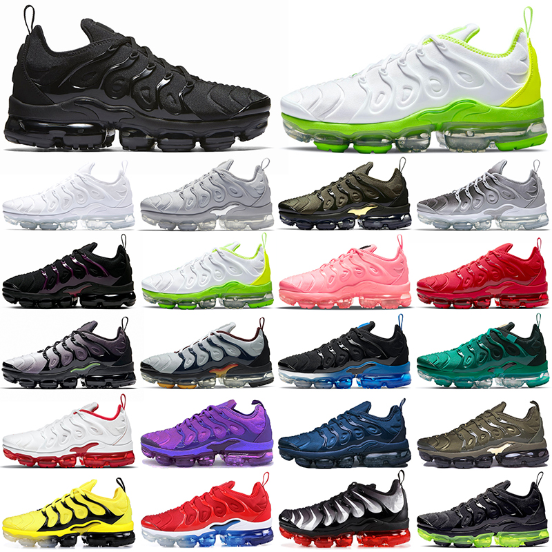 

Cheaper TN Plus Running Shoes Men Pink Black Bubblegum Yolk Cherry All Red Cool Grey Neon Olive Pure Platinum Dark Blue Mens Womens Outdoor, 40-47 light bone