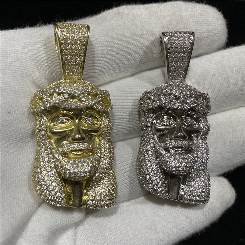 

Hip Hop Iced Out Chain Jesus Pendant Necklace Gold Silver Plated Full Zircon Mens Bling Jewelry Gift