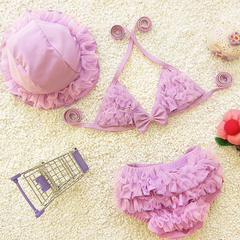 Women's Swimwear 2021 Baby Bikini Girl Cute Three-piece Suit Small Skirt-style Student Split Children's Swimsuit Kids Swimming XXXL-image-736190065