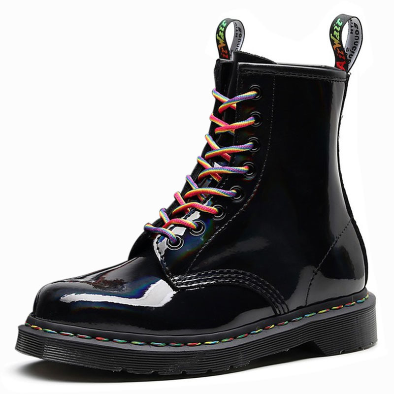 Robe chaussures arc-en-ciel cheville bottines cuir brevet style britannique miroir miroir courte laser véritable tendance mâle chaussures BCIS