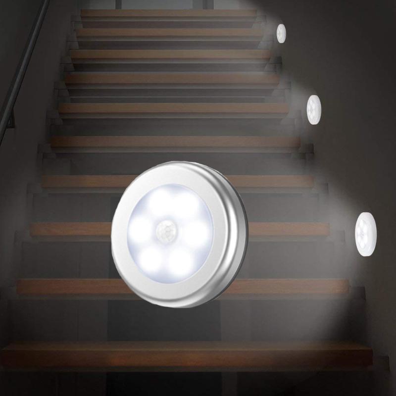 

Night Lights LED Motion Sensor Light Wireless Round Closet Stair Lamp Magnet Safe Hallway Bathroom Bedroom Kitchen Cabinet