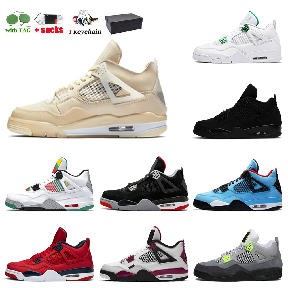 

Jumpman 4 Basketball Shoes Black Cat University Blue Infrared Sneakers Fire Red Hyper Royal Court Trainers Men Women Sneaker