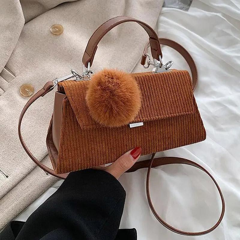 

Evening Bags High Quality Plush Women Shoulder Bag 2021 Winter Fashion Retro Solid Color Casual Travel Crossbody Female, Black