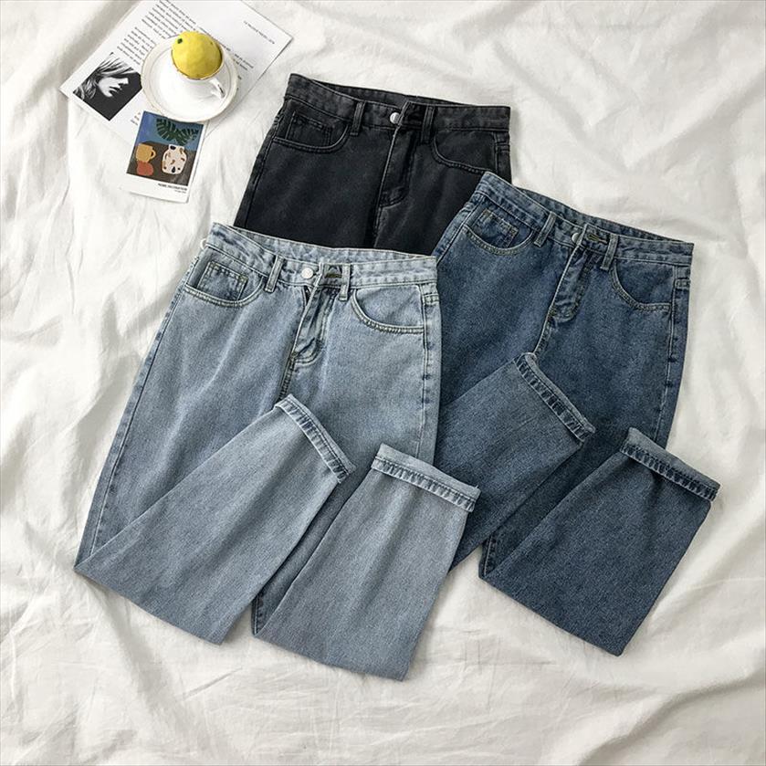 

denim pants vintage high waist womens jean stretch elastic autumn fashion trousers pencil korean mom, Blue