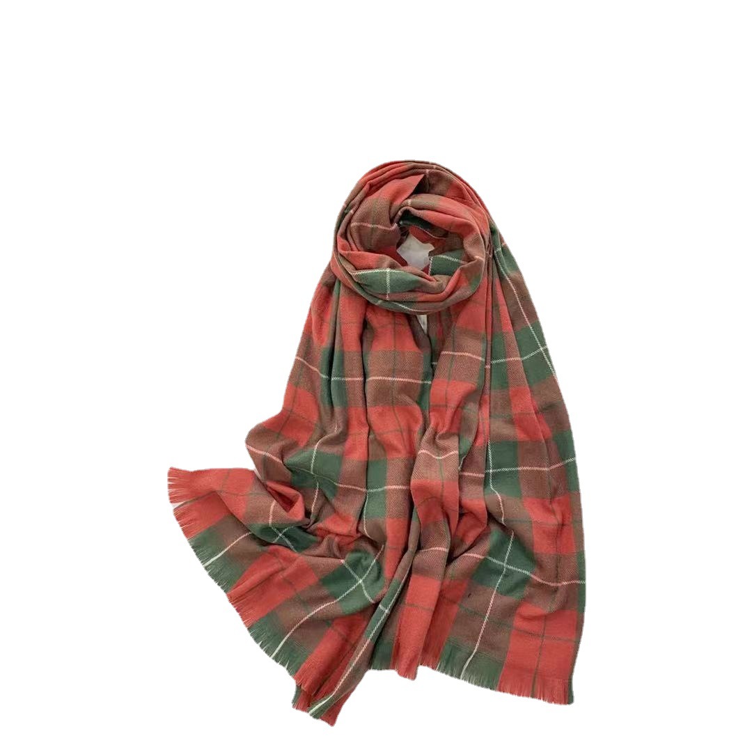 

2021 New Korean Dongdaemun Plaid Artificial Cashmere Scarf Korean Classic Thickened Student Shawl All-Match Scarf No. 6