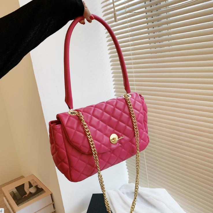 

Handbag Female 2021 Summer Fashion Rhombus Chain Bag Shoulder Messenger Bags, Pink