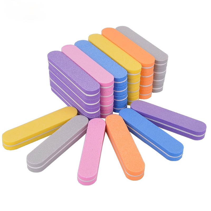 

1PCS 9cm Length Mini 100/180 Sandpaper Nail Files Blocks Colorful Premium Sponge Polish Strips Sanding Buffer Manicure Tools Double-sided Matte
