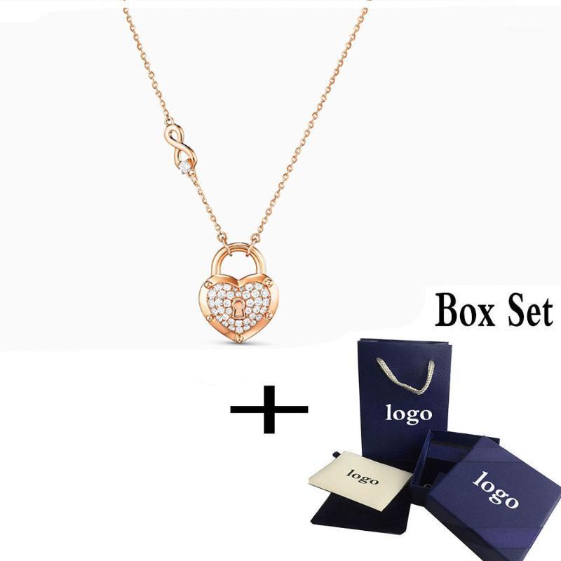 Mode Swa Lock I Love Collier Éternel Coeur Décoration Rose Gold Femmes All-match Chaînes cadeaux romantiques