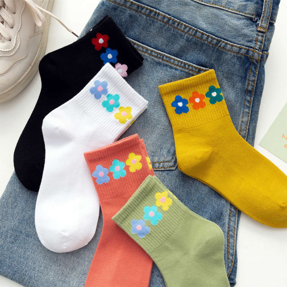 

New street style creative two bar sock mouth cotton stockings women's fashion socks, Black