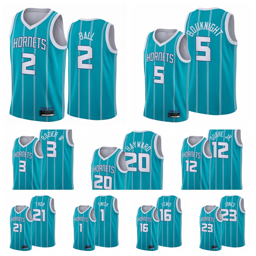 

CharlotteHornetsMen LaMelo Ball Gordon Hayward James Bouknight Kai Jones Kelly Oubre Jr. 2021-22 Teal City Basketball Jersey New, Black;red