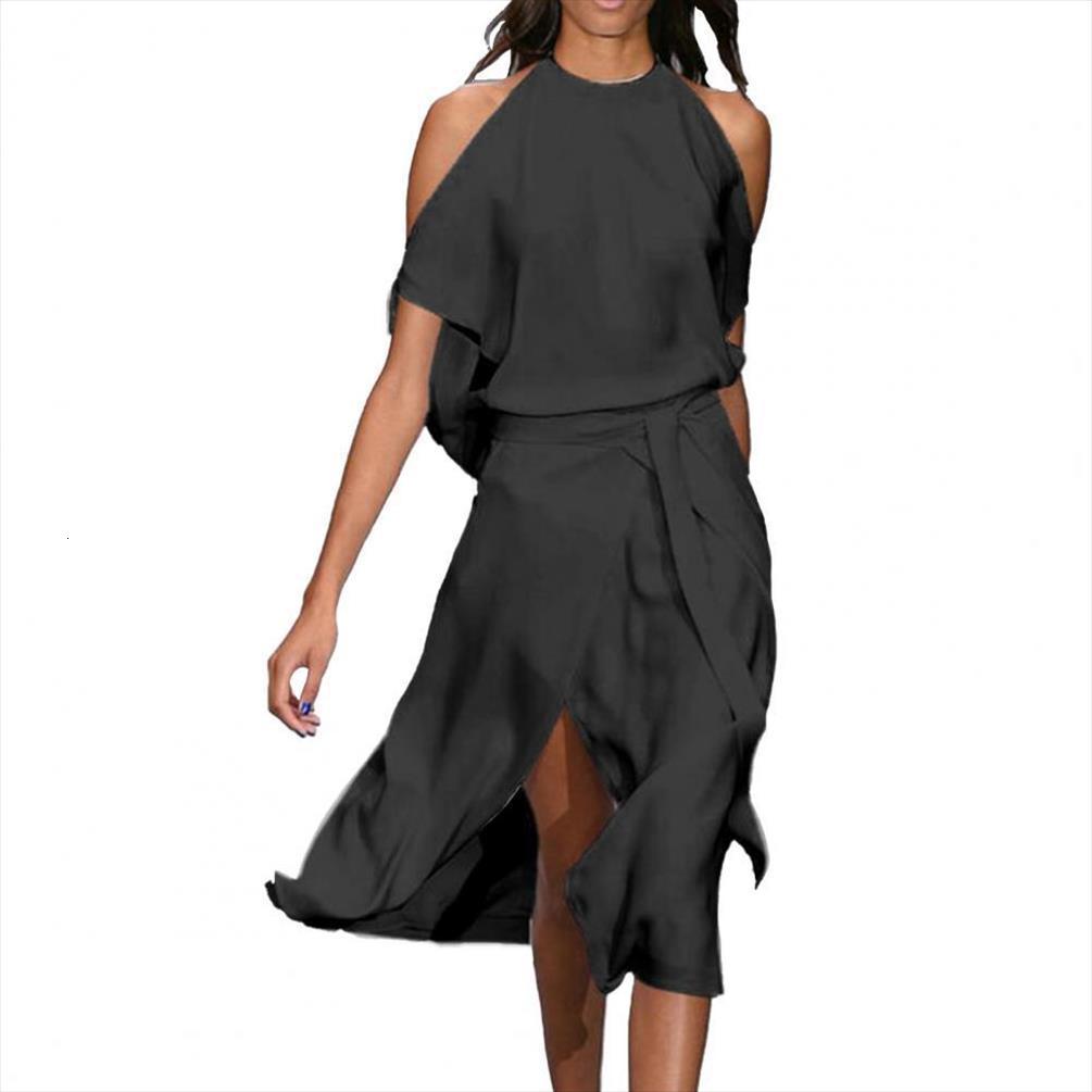 

summer midi long halter womens dresses simple elegant off shoulder loose for work, Black;gray