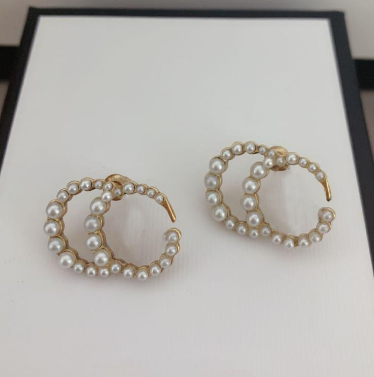 

Fashion brand Have stamps cc pearl designer earrings for lady women Party wedding lovers gift engagement luxury jewelry With BOX